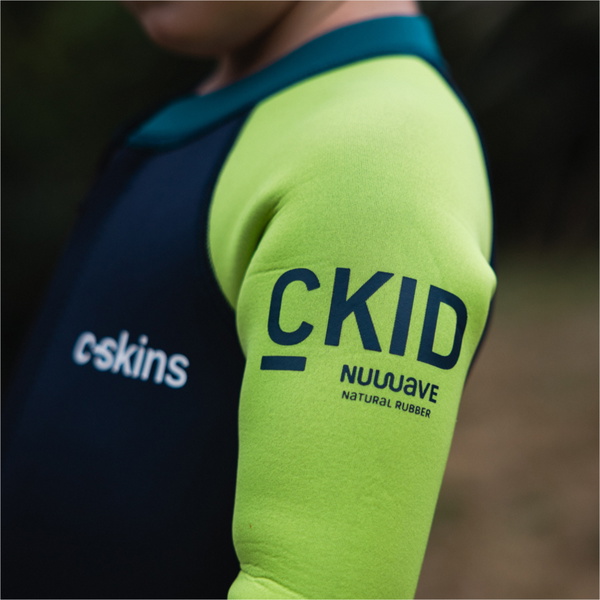 2026 C-Skins Nuwave C-Kid Front Zip Wetsuit C-NBA32ST - Bluestone / Lime